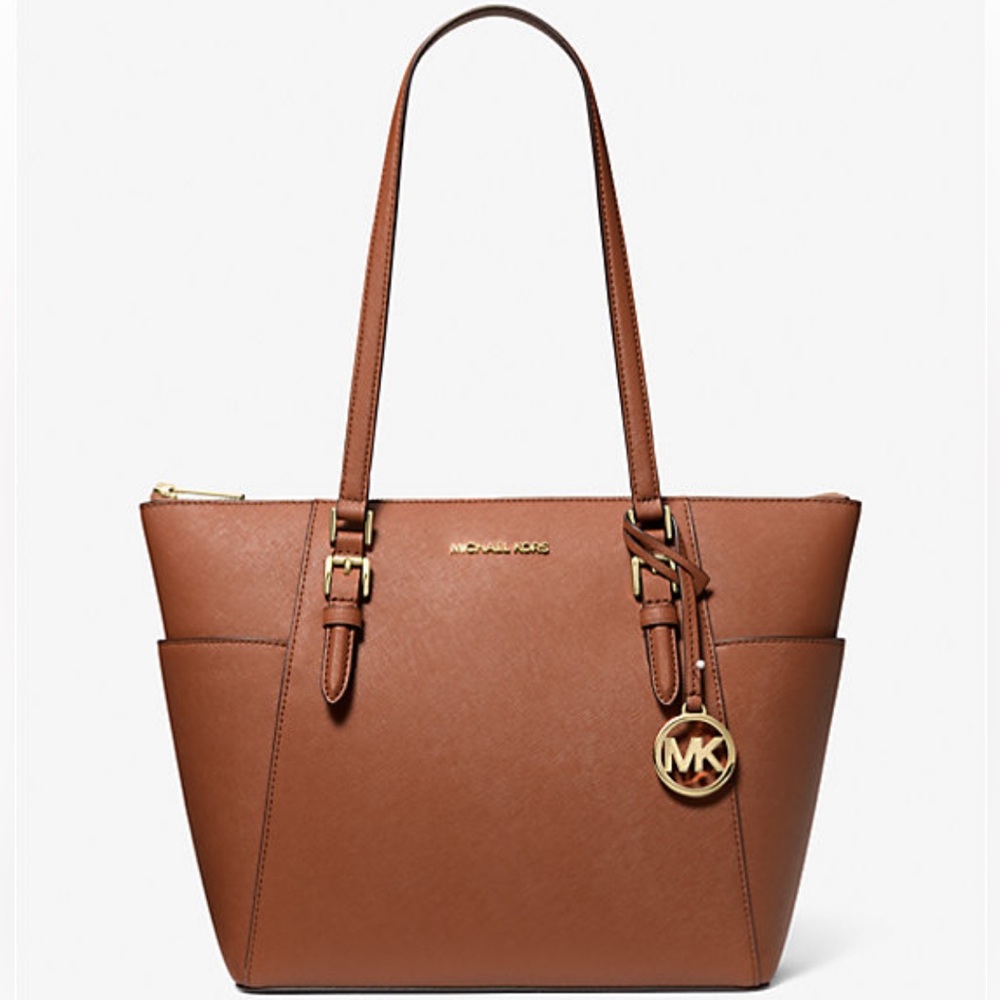 Michael Kors Charlotte Large Saffiano Leather Top-Zip Tote Bag